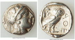 ATTICA. Athens. Ca. 440-404 BC. AR tetradrachm (24mm, 17.15 gm, 10h). XF. Mid-mass coinage issue. Head of Athena right, wearing earring, necklace, and...