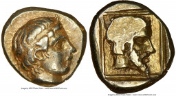LESBOS. Mytilene. Ca. 454-427 BC. EL sixth stater or hecte (11mm, 2.59 gm, 3h). NGC Choice XF 3/5 - 5/5. Head of young male right, wearing taenia / Ar...