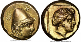LESBOS. Mytilene. Ca. 377-326 BC. EL sixth-stater or hecte (11mm, 2.54 gm, 12h). NGC AU 5/5 - 3/5, brushed. Head of young Cabeiros right, wearing wrea...