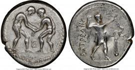 PAMPHYLIA. Aspendus. Ca. 325-250 BC. AR stater (25mm, 1h). NGC VF. Two wrestlers grappling; E between / ΕΣΤFΕΔΙIΥ, slinger standing right, placing bul...