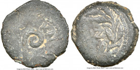 JUDAEA. Roman Procurators. Pontius Pilate (AD 26-36). AE prutah (15mm, 5h). NGC Choice Fine, repatinated. Dated Regnal Year 17 of Tiberius (AD 30/1). ...