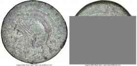 Anonymous. Ca. 217-215 BC. AE uncia (27mm, 13.11 gm, 12h). NGC AU 5/5 - 3/5. Rome. Helmeted head of Roma left, • (mark of value) behind / ROMA, prow o...