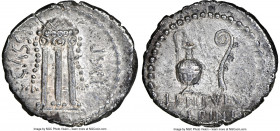 C. Cassius Longinus, Imperator and Assassin of Caesar (44-42 BC). AR denarius (19mm, 3.75 gm, 7h). NGC Choice XF 5/5 - 3/5. Military mint traveling wi...