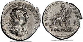 Trajan (AD 98-117). AR denarius (19mm, 8h). NGC Choice XF. Rome, AD 114-116. IMP CAES NER TRAIANO OPTIMO AVG GER DAC, laureate, draped bust of Trajan ...