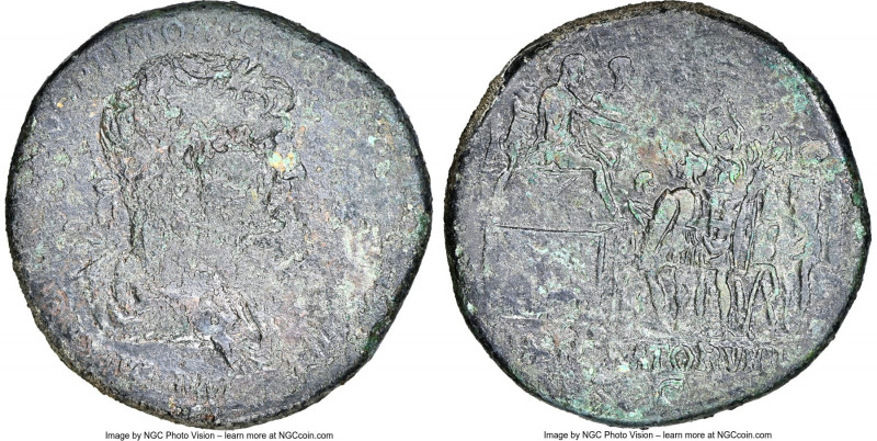 Trajan (AD 98-117). AE sestertius (33mm, 25.84 gm, 5h). NGC VF 5/5 - 1/5. Rome, ...
