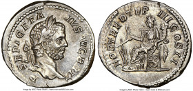Geta, as Augustus (AD 209-211). AR denarius (19mm, 11h). NGC Choice XF. Rome, AD 211. P SEPT GETA PIVS AVG BRIT, laureate head of Geta right / FORT RE...