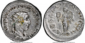 Philip I (AD 244-249). AR antoninianus (22mm, 4.93 gm, 5h). NGC Choice AU 5/5 - 4/5. Rome, AD 244-247. IMP M IVL PHILIPPVS AVG, radiate, draped, cuira...