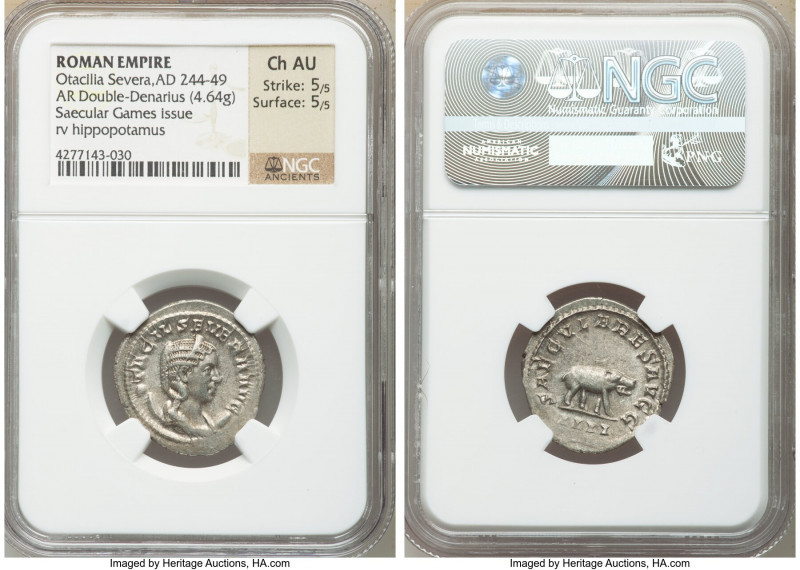 Otacilia Severa (AD 244-249). AR antoninianus (24mm, 4.64 gm, 1h). NGC Choice AU...