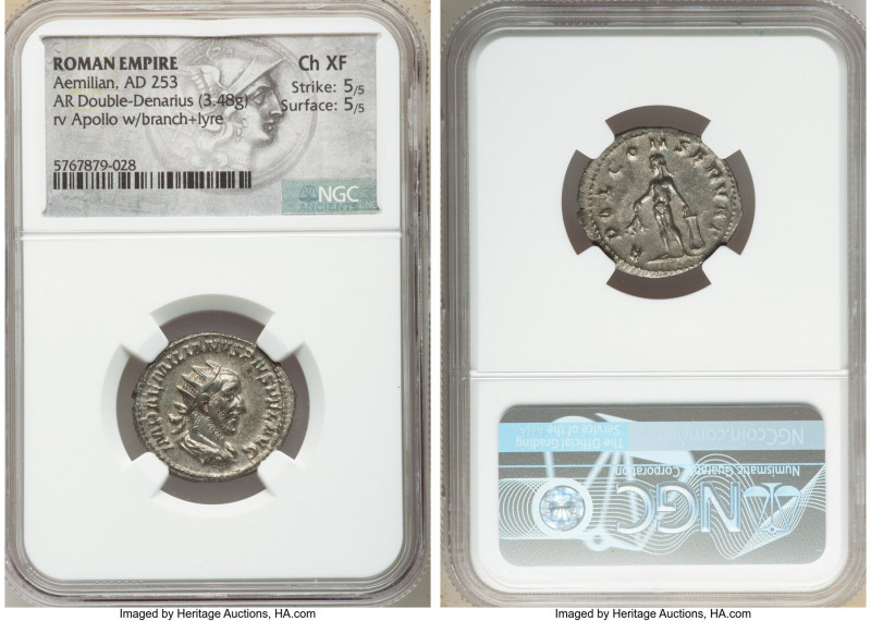 Aemilian (AD 253). AR antoninianus (23mm, 3.48 gm, 5h). NGC Choice XF 5/5 - 5/5....