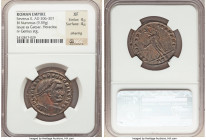 Severus II, as Caesar (AD 306-307). AE follis or BI nummus (29mm, 9.59 gm, 5h). NGC XF 4/5 - 4/5, Silvering. Heraclea, 6th officina, AD 305-306. FL VA...