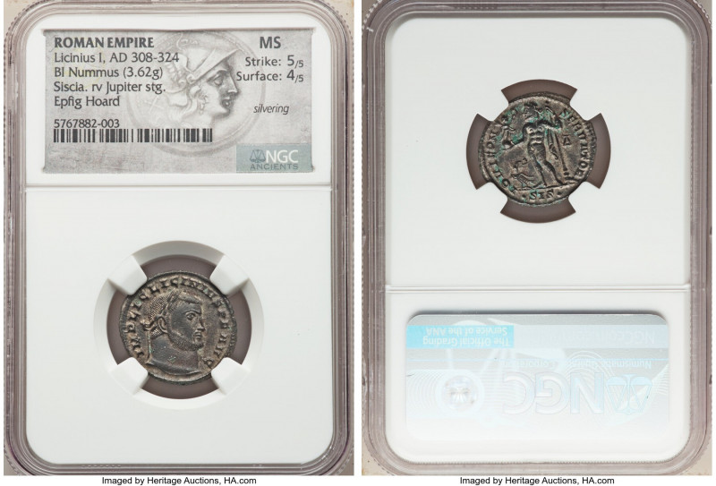 Licinius I (AD 308-324). BI follis or reduced nummus (20mm, 3.62gm, 6h). NGC MS ...