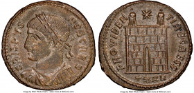 Crispus (AD 316-326). AE3 or BI Nummus (20mm, 1h). NGC MS. Arles, 3rd officina, AD 324-325. CRISPVS-NOB CAES, laureate, draped and cuirassed bust left...