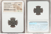 Constantine II (AD 337-340). AE3 or BI nummus (18mm, 7h). NGC MS. Trier, 2nd officina, AD 322-323. CONSTANTINVS IVN NOB C, laureate, cuirassed bust of...