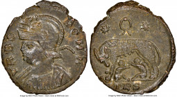 Constantinople Commemorative (ca. AD 330-340). AE3 or BI nummus (18mm, 12h). NGC MS. Trier, 2nd officina, AD 333-334, struck under Constantine I to co...