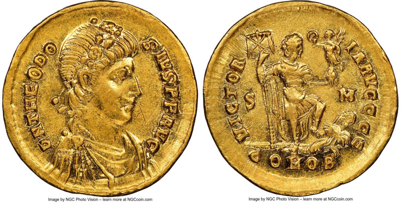 Theodosius I, Eastern Roman Empire (AD 379-395). AV solidus (20mm, 4.43 gm, 1h)....