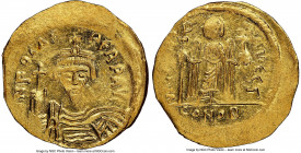 Phocas (AD 602-610). AV solidus (22mm, 4.44 gm, 7h). NGC MS 2/5 - 3/5, clipped. Constantinople, 3rd officina, AD 607-609. o N FOCAS-PЄRP AVG, crowned,...