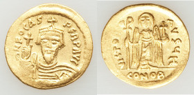 Phocas (AD 602-610). AV solidus (22mm, 4.40 gm, 6h). Choice VF. Constantinople, 6th officina, AD 607-609. d N FOCAS-PЄRP AVG, crowned, draped and cuir...
