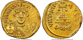 Constans II Pogonatus (AD 641-668). AV solidus (19mm, 4.42 gm, 6h). NGC MS 4/5 - 3/5, clipped. Constantinople, uncertain officina. d N CONStAN-tINЧS P...