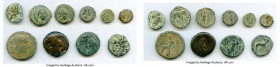 ANCIENT LOTS. Greek. Mixed. Lot of ten (10) AE issues. Good-Fine. Includes: (10) AE issues, various cities and motifs. Total ten (10) coins in lot. SO...