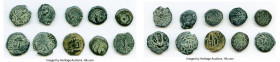 ANCIENT LOTS. Judaea. Ca. 1st centuries BC-AD. Lot of ten (10) AE prutahs. Fine, bent. Includes: Various issuers, dates and themes. Ten (10) coins in ...