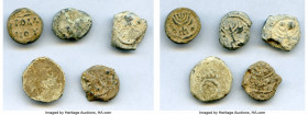 ANCIENT LOTS. Judaea. Ca. 1st centuries BC-AD. Lot of five (5) Pb seals. Good-Fine. Includes: (5) Lead seals. Various issuers, dates and themes. Five ...