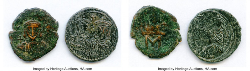 ANCIENT LOTS. Byzantine. AD 8th century. Lot of two (2) AE Folles. VG-Fine. Incl...