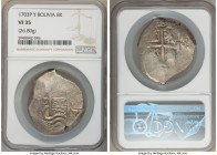 Philip V Cob 8 Reales 1703 P-Y VF35 NGC, Potosi mint, KM31. 26.80gm. 

HID09801242017

© 2020 Heritage Auctions | All Rights Reserved