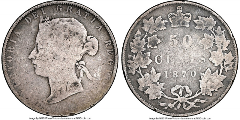 Victoria "No L.C.W." 50 Cents 1870 AG3 NGC, London mint, KM6. Without the "L.C.W...