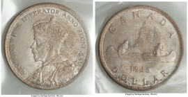 George V Dollar 1935 MS66 ICCS, Royal Canadian mint, KM30. Tan and rose toning with somewhat visible luster and unmarked fields. 

HID09801242017
...