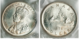 George V 3-Piece Lot of Certified Dollars 1936 MS64 ICCS, Royal Canadian mint, KM31. All three with light peach or amber toning. Sold as is, no return...