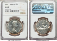 Elizabeth II Prooflike Dollar 1957 PL67 NGC, Royal Canadian mint, KM54. 

HID09801242017

© 2020 Heritage Auctions | All Rights Reserved