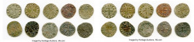 Principality of Antioch 10-Piece Lot of Uncertified Bohemond era "Helmet" Deniers ND (1163-1201) VF, Average size 18.2mm. Average weight 0.87gm. Sold ...