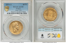 Charles X gold 40 Francs 1824-A AU55 PCGS, Paris mint, KM721.1, Gad1105. Exceptional eye appeal with generous amount of luster. 

HID09801242017

...