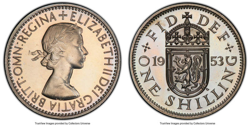 Elizabeth II Proof Shilling 1953 PR66 Cameo PCGS, KM891, S-4140. Scottish revers...
