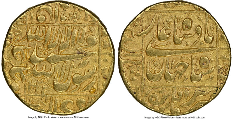 Mughal Empire. Shah Jahan gold Mohur AH 1044 Year 2 (1634/1635) XF Details (Dama...
