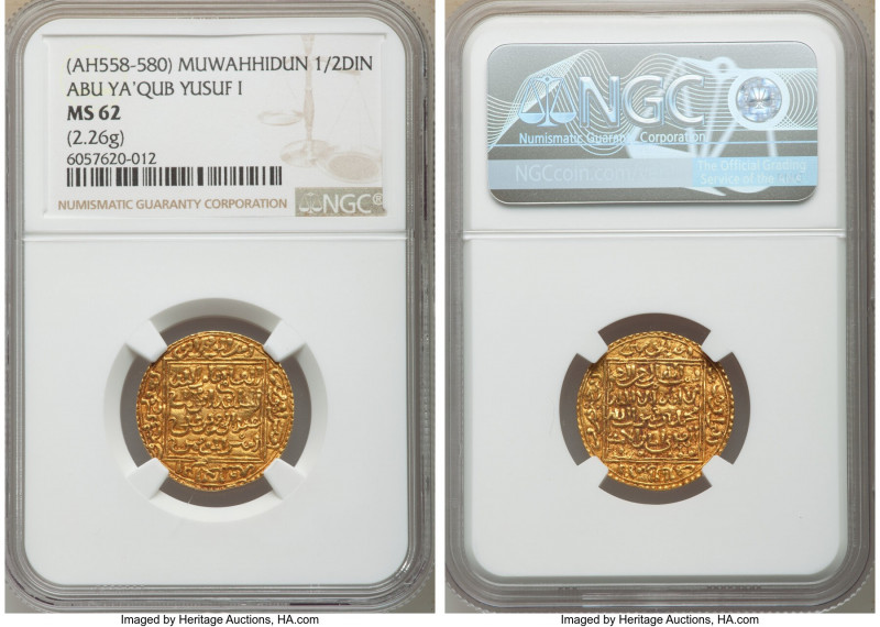 Almohad (Muwahhidun). Abu Ya'qub Yusuf I (AH 558-580 / AD 1163-1184) gold 1/2 Di...