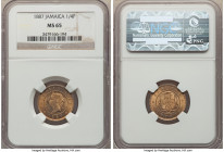 British Colony. Victoria 2-Piece Lot of Certified Assorted Farthings MS65 NGC, 1) Farthing 1887 2) Farthing 1888 Royal mint, KM15. Sold as is, no retu...