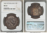 Willem III 2-1/2 Gulden 1850 MS62 NGC, Utrecht mint, KM82. Colorfully toned. 

HID09801242017

© 2020 Heritage Auctions | All Rights Reserved