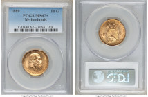 Willem III gold 10 Gulden 1889 MS67+ PCGS, Utrecht mint, KM106. Dazzling golden example with bold full strike. 

HID09801242017

© 2020 Heritage A...