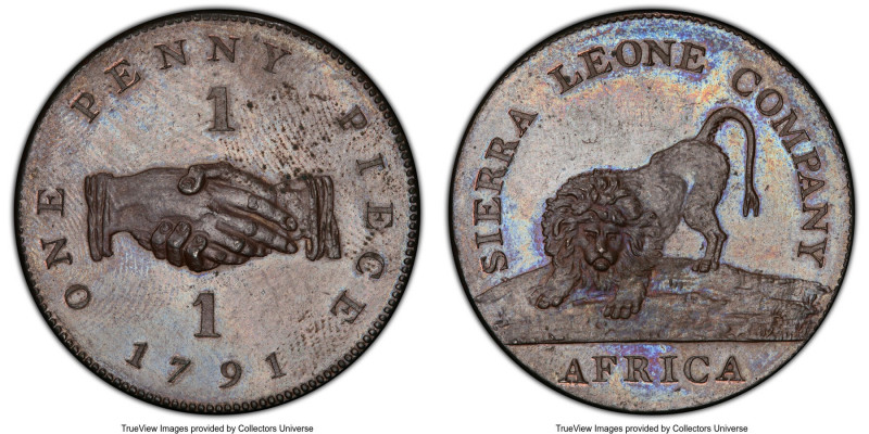 British Colony. Sierra Leone Company Proof Penny 1791 PR64 Brown PCGS, KM2.2. 30...