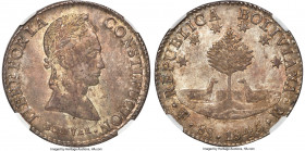 Republic 8 Soles 1845 PTS-R MS61 NGC, Potosi mint, KM103, Elizondo-96. Clad in a firmly set metallic patina with underlying glints of argent luster th...