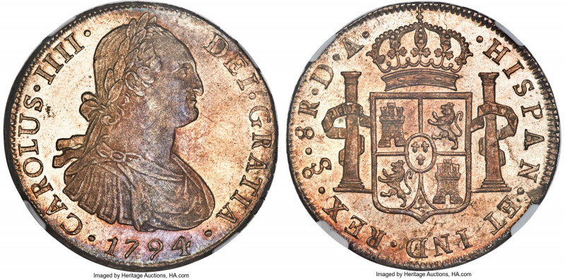 Charles IV 8 Reales 1794 So-DA MS63 NGC, Santiago mint, KM51, Elizondo-45, Cal-1...
