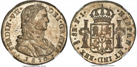 Ferdinand VII 8 Reales 1810 So-FJ MS63 NGC, Santiago mint, KM75, Elizondo-66, Cal-1403, Cay-15825. Military Bust type. A vastly superior selection of ...