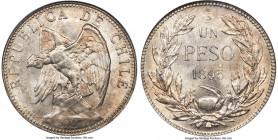 Republic Peso 1895-So MS64 NGC, Santiago mint, KM152.1, Elizondo-140. Ranking among the upper echelons of certified examples with only two finer seen ...