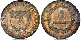Nueva Granada 8 Reales 1837 BOGOTA-RS MS64 NGC, Bogota mint, KM92, WR-9, Elizondo-23, Restrepo-193.1. Veiled in a steel patina interspersed with gentl...