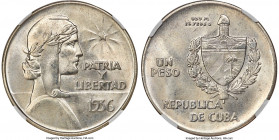 Republic "ABC" Peso 1936 MS65 NGC, Philadelphia mint, KM22, Elizondo-12. Near the peak of the NGC census for this date, where only a single "MS66" cer...