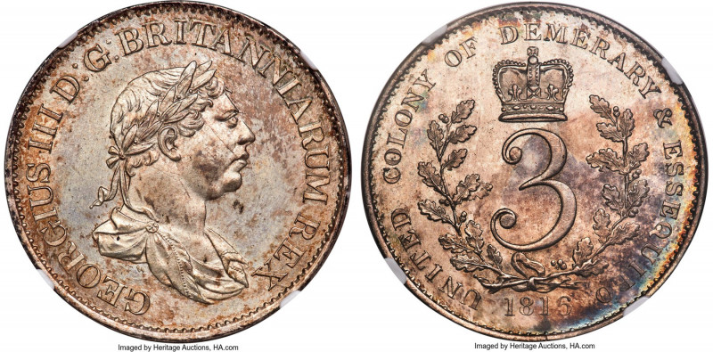 British Colony. George III 3 Guilder 1816 MS66 NGC, London mint, KM15, WR-2, Pri...