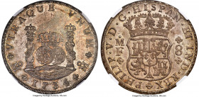Philip V "Milled" 8 Reales 1734/3 Mo-MF MS64 NGC, Mexico City mint, KM103, Elizondo-8, Cay-9379, Cal-1441. A scarce, but typically by no means challen...