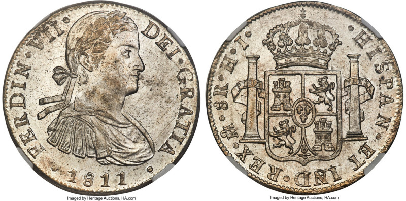 Ferdinand VII 8 Reales 1811 Mo-HJ MS64 NGC, Mexico City mint, KM110, Elizondo-14...