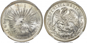 Republic Restrike Peso 1898 Mo-AM MS67 NGC, Mexico City mint, KM409.2, Elizondo-1019. Icy features and radiant cartwheel luster are joined with carefu...